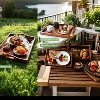 Plateaux jetables en bois d'acacia, design moderne, décoratifs, pour cuisines, hôtels, restaurants – Approvisionnement direct usine