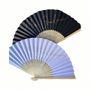 Abanicos de mano blancos personalizados DIY estilo arte folclórico, abanicos portátiles de bambú japonés con papel en blanco, abanicos con logo impreso para bodas - Product Image 1