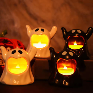 Bougies LED électroniques en plastique réutilisables et durables SouthPeak, lumières fantômes noires et blanches, décoration de fête d'Halloween, vente chaude - Product Image 2