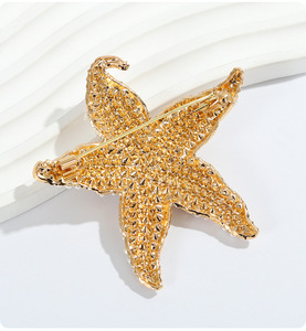 Broche de perla de cristal chapado en oro de estrella de mar de nueva moda para mujer, decoración de ropa, joyería, solapa, Pin de seguridad, regalos de Festival - Product Image 6