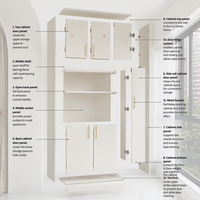 Armoire de chambre en bois massif blanc avec étagère ouverte d'angle, coulissante, sur mesure pour salon