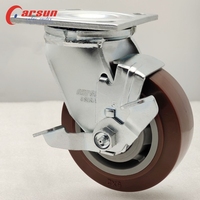 Roues pivotantes en polyuréthane industriel Carsun, roulettes robustes de 4 à 8 pouces, roues de chariot pivotantes avec frein, axe de 40 mm, garantie 1 an