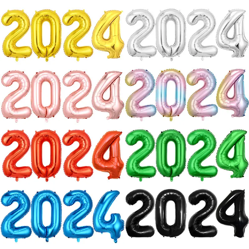 16 인치 알루미늄 호일 디지털 풍선 2025 새해 세트 설날 쇼핑몰 파티 장식 배열 호일 풍선