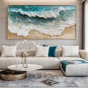 Obra de Arte Abstracta de Olas del Mar, Decoración Contemporánea para Pared, Pintura en Lienzo Hecha a Mano, Pintura al Óleo Texturizada, Decoración de Interiores - Product Image 5