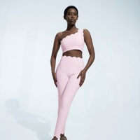 Ensemble de vêtements de sport pour femmes Scallop Active Wear, comprenant un soutien-gorge de sport à une épaule et un pantalon taille haute, pour la gym, le fitness et le yoga