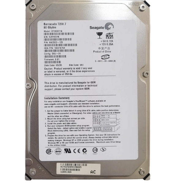 ST380011A 80GB 7200 RPM IDE 3.5" HDD