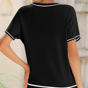 Hauts d'été pour femmes, manches courtes, vêtements décontractés, vêtements de vacances de plage à la mode 2025 - Product Image 5