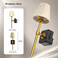 Veilleuse à brancher LOHAS avec capteur crépusculaire, style applique murale en tissu plissé, lampe de chevet décorative pour chambre et couloir