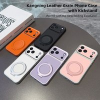 Étui de téléphone portable antichoc à texture litchi avec support rotatif pour iPhone 17 Pro Max 16 15 14 13 12 11 Pro Max