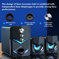 Altavoz para Computadora SADA D-222 con Subwoofer, Altavoces Multimedia Estéreo 2.1 con Alimentación USB, Luz LED, Entrada de Audio de 3.5 mm