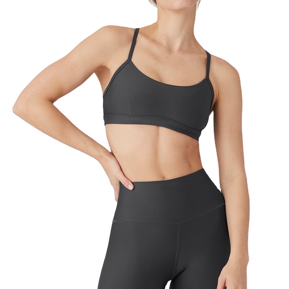 OEM Custom Adjustable Crisscross Straps Removable Cups Soft Skin Friendly Women Sports Bra