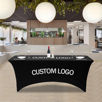 Nappe ajustée de 6 pieds avec logo personnalisé, en polyester soie de lait haute élasticité, pour mariage, salon professionnel, affichage publicitaire