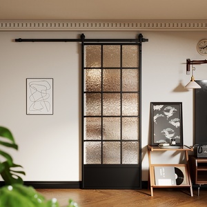 Porte coulissante panoramique rétro moderne, <span class=keywords><strong>simple</strong></span>, en verre, style français, en acier, pour salon, chambre, salle de bain, bureau - Product Image 6