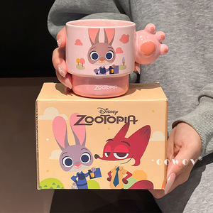 Nuevo Juego de 4 <span class=keywords><strong>Tazas</strong></span> Apilables de Cerámica de Zootopia, <span class=keywords><strong>Tazas</strong></span> de Regalo con Diseño de Judy y Nick para Beber Agua, con Caja de Regalo para Familias - Product Image 6