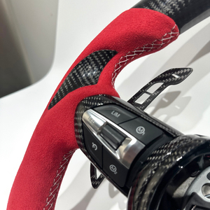 Volant sport avec LED en fibre de carbone noire et levier de vitesses rouge, compatible avec F87 F80 F06 F13 F15 F16 F30 - Product Image 3