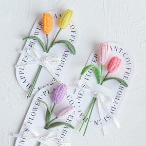 Flores de tulipán tejidas a mano con hilo, accesorios creativos para bodas, adornos hechos a mano, flores tejidas, regalos de San Valentín - Product Image 2