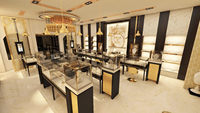 Vitrine de présentation de bijoux de luxe en gros, éclairage LED, armoire murale de bijouterie haut de gamme personnalisée, design d'intérieur de magasin