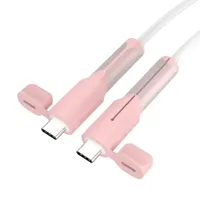 Nouveau protecteur de câble universel double Type-C en silicone souple avec protège-cordon et capuchon anti-poussière pour câble de charge et accessoires de ligne de données