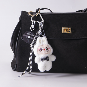 Llavero de peluche Kawaii Bubu rosa, colgante de muñeca de dibujos animados para funda de móvil, etiqueta para llaves de mochila escolar, regalo para muñecas - Product Image 3