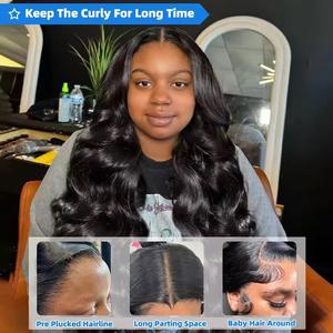 13x6 HD 레이스 정면 가발 9x6 HD 레이스 정면 접착제가없는 바디 웨이브 큐티클 정렬 페루 헤어 가발 흑인 여성용 - Product Image 5