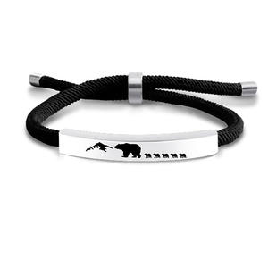 <span class=keywords><strong>Pulsera</strong></span> de acero inoxidable con diseño de oso y papá, <span class=keywords><strong>pulsera</strong></span> trenzada de regalo para el Día del Padre - Product Image 5