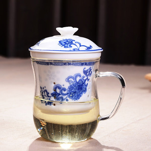 Taza para infusiones de vidrio de borosilicato, fabricante de <span class=keywords><strong>fuentes</strong></span>, con filtro de cerámica y tapa de cerámica - Product Image 1