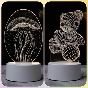 Custom Photo Creative 3D Illusion Anime Crystal Acrylic USB LED Night <strong>Light</strong> for Children's Room <strong>Table</strong> Desk Base - Product Image 2
