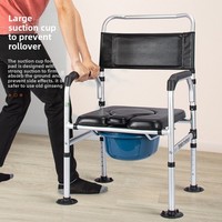 Chaise de toilette pliable multifonctionnelle pour personnes âgées et femmes enceintes - Ventouse à vide réglable en hauteur pour position accroupie ou assise