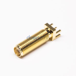 Adaptateur Jack Coaxial RF Mâle-Femelle à Vis Dorée Plaqué Or SMA, Montage Vertical Traversant - Product Image 2