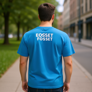 Oversized <b>Men's</b> Round Neck T-<b>Shirt</b> Blue Jersey Knitted Casual Short Sleeve Printed Back Logo <b>Compressed</b> Silk Screen FOSET Brand - Product Image 2