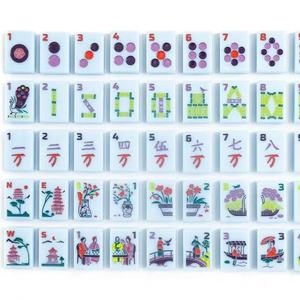 Stock Cornflower Blue Acrylic Mahjong Set Modern Dragon <b>Tower</b> Design Folding Legs Portable Traditional Chinese American Dual-Use - Product Image 6