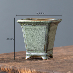 Pot de fleurs pour plantes succulentes, pot de bonsaï, forme carrée, pot de bonsaï en céramique émaillée à haute température, petit pot émaillé - Product Image 3