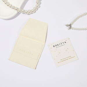 Pochette à bijoux pliable en microfibre crème personnalisée avec rabat, sac enveloppe de <span class=keywords><strong>luxe</strong></span> pour colliers, boucles d'oreilles et bracelets - Product Image 4