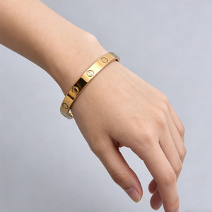 Luxury Stainless Steel Gold Plated Heart-Shaped Love Bangle Fashional Clasp Switch Zircon Charm <b>Bracelet</b> <b>Fashion</b> <b>Cuff</b> <b>Bracelets</b> - Product Image 6