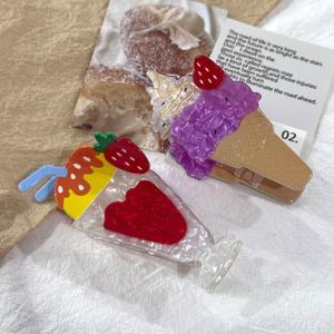 ใหม่ไอศกรีมฤดูร้อนพร้อมกรวยสตรอเบอร์รี่เชอร์รี่สดและน่ารัก stylegirl's back of the HEAD SHARK CLIP - Product Image 5