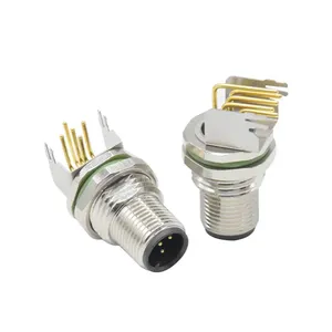 Conector macho impermeable M12 PCB de 4 pines IP67, toma de corriente con material metálico tipo DIN 4P de proveedor de confianza - Product Image 5