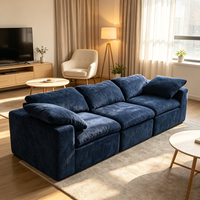 Canapé sans cadre en tissu lin et mousse compressée, livré sous vide pour appartement et villa en conteneur complet