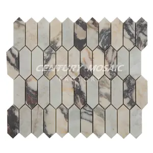 Centurymosaic giá bán buôn dài hình lục giác Gạch Mosaic đá cẩm thạch cho tường nhà sản xuất