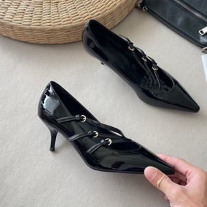 Nouvelles Chaussures Mary Janes Rouge Bourgogne à Talon pour <span class=keywords><strong>Femme</strong></span> avec Bride à Boucle, en Cuir Verni, Style Vintage <span class=keywords><strong>et</strong></span> Sexy - Product Image 2