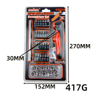 Juego de 37 piezas de destornilladores de trinquete y puntas Torx Phillips con barra extensora magnética para reparación electrónica automotriz y doméstica
