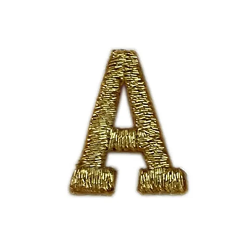 Großhandel Fabrik Direkt Günstiger Preis Benutzer definierte Eisen auf Heiß siegel Gold Metallic Faden Maschine Stickerei Buchstaben Alphabet Patches