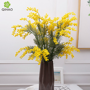 Flores Artificiales de Acacia Qihao, Amarillas, 87 cm, Plástico, Decoración para el Hogar, Primavera - Product Image 1