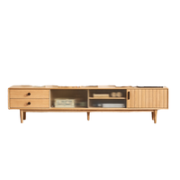 Meuble TV moderne en bois massif avec portes coulissantes en verre, console multimédia multifonctionnelle pour salon et hôtel