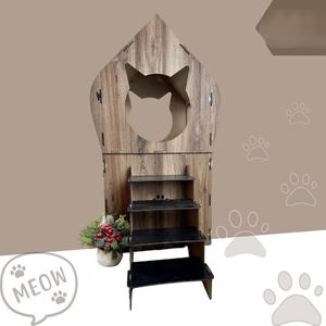 2 Chats Spacieux Deux étages Assemblage Facile Noyer Maison de Chat en Bois pour Petits Chiens, Lapins - Product Image 6