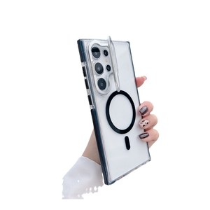 Étui de téléphone magnétique transparent luxueux avec bande anti-collision et support de détection d'objectif, adapté à <span class=keywords><strong>Samsung</strong></span> S25/824/S23 - Product Image 5