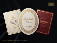 Etiquetas de Vino con Relieve Floral Intrincado en Lámina Dorada, Adhesivo de Papel Artístico de Lujo con Borde en Relieve para Caja de Regalo de Vino Tinto