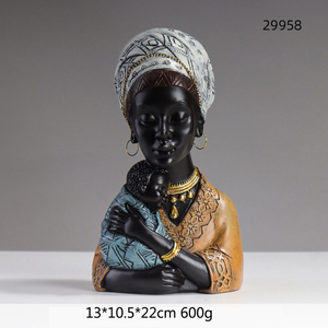 Statue d'artisanat en résine de femme africaine, sculpture de dame <span class=keywords><strong>noire</strong></span>, décoration élégante pour la maison, ornement de bureau, cadeau artistique pour femmes - Product Image 4