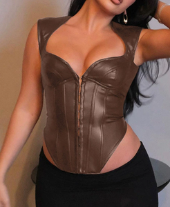 Viviblook Z1101ST Women Sexy PU Leather <b>Shorts</b> <b>Set</b> Tube Crop <b>Top</b> <b>and</b> <b>Shorts</b> Casual Sexy Women Two Piece <b>Set</b> - Product Image 4