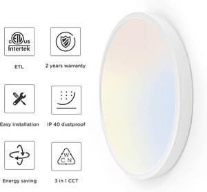 Luz de <span class=keywords><strong>techo</strong></span> LED para interiores de lujo moderna, redonda, fina, alimentada por CA, cubierta acrílica 3CCT, Base de hierro para dormitorio, sala de estar, clasificación IP44 - Product Image 4