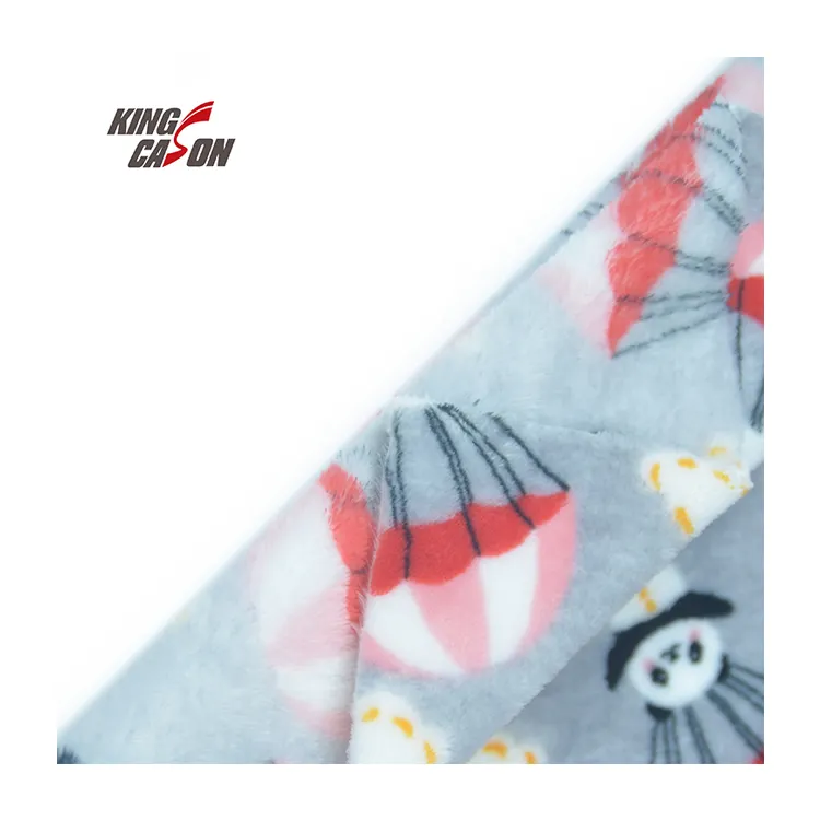 Kingcason Panda Skydiving Schattig Dierenpatroon Gedrukt 280Gsm 1.6M Gerecycled Flanel Fleece Stoffen Voor Winter Thuis Textiel
